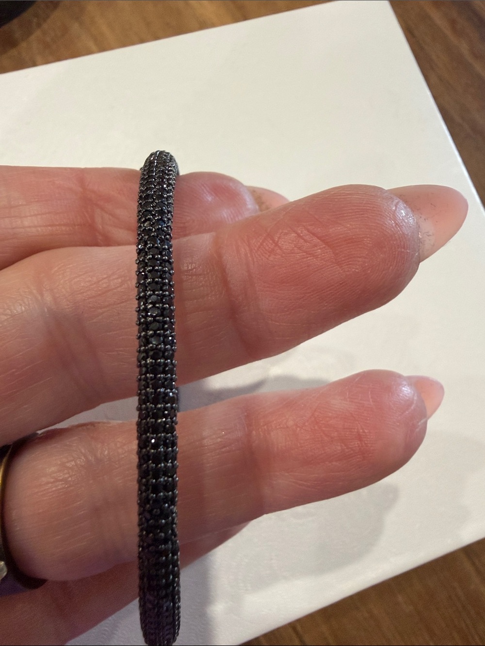 Freida Rothman Signature Black Crystal Pavé Bangle Bracelet - Picture 3 of 3